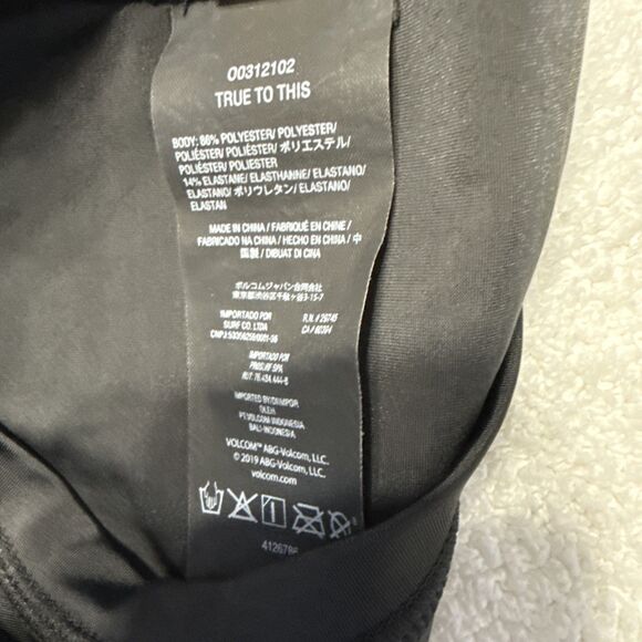 VOLCOM Black White True to This Long Sleeve Rashie Rash-Guard Swimsuit Top M - Picture 9 of 9